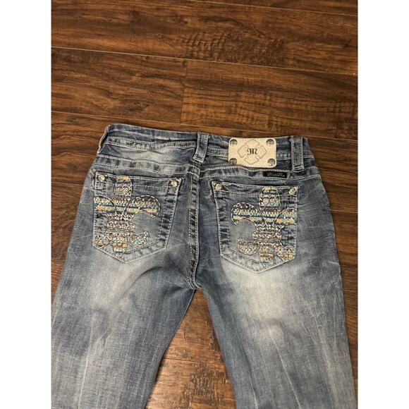 Miss Me Jeans Womens 28x33 Blue Signature Boot Bootcut Embellished - Picture 4 of 11